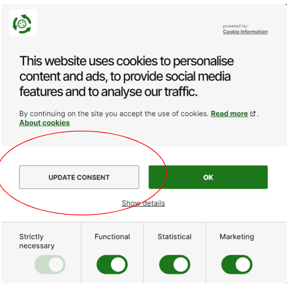 Cookie consent pop up